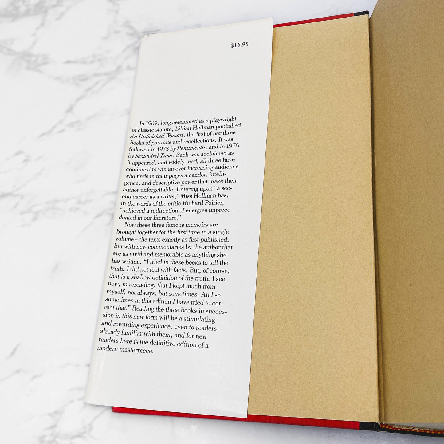 Three by Lillian Hellman (An Unfinished Woman, Pentimento, Scoundrel Time) [FIRST EDITION] 1979