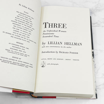 Three by Lillian Hellman (An Unfinished Woman, Pentimento, Scoundrel Time) [FIRST EDITION] 1979