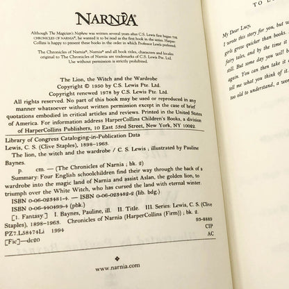 The Lion, The Witch & The Wardrobe by C.S. Lewis [TURTLEBACK HARDCOVER] 1994 • Chronicles of Narnia #2