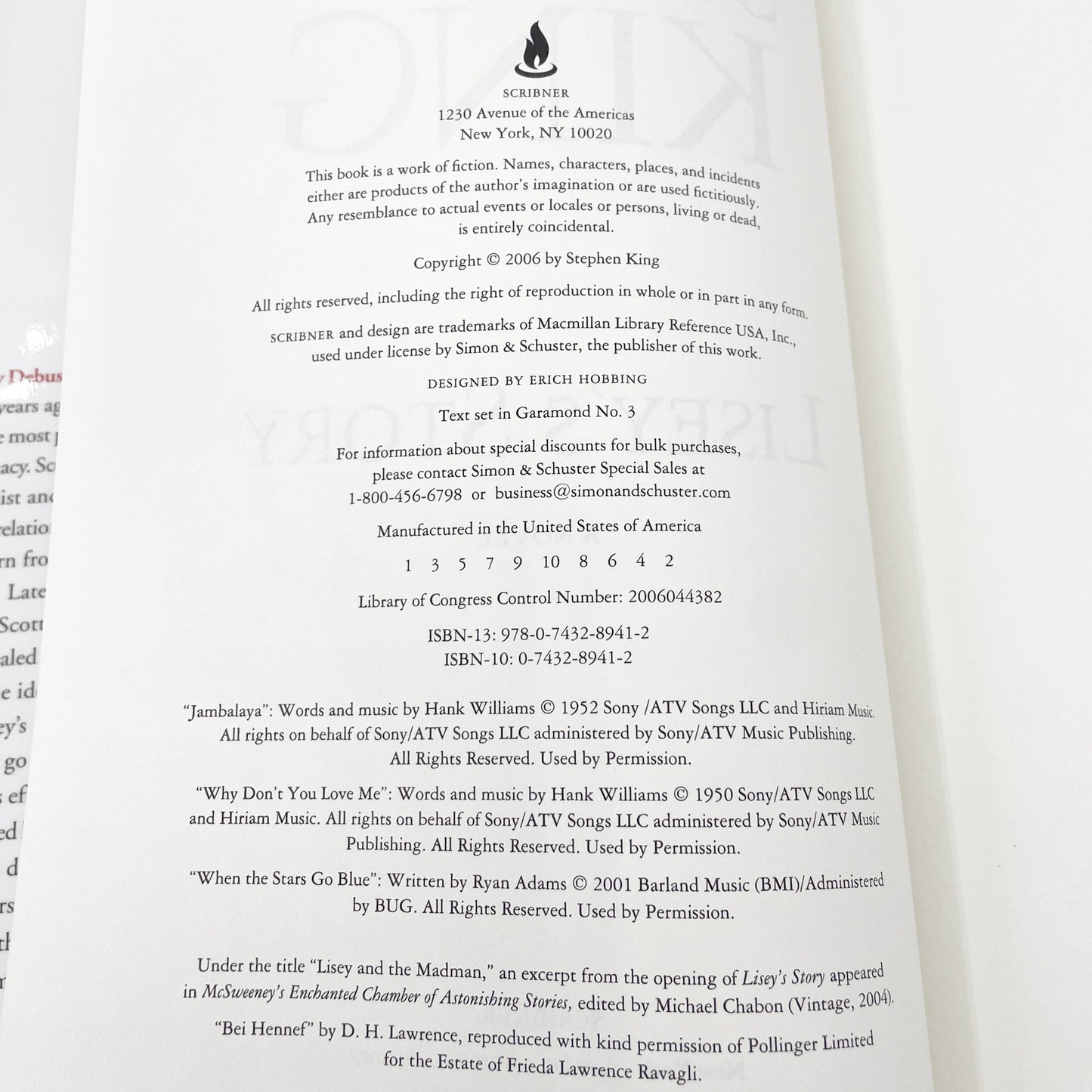 Lisey's Story by Stephen King [FIRST EDITION • FIRST PRINTING] 2006 • Scribner