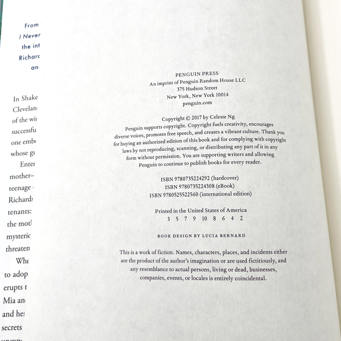 Little Fires Everywhere by Celeste Ng SIGNED! [FIRST EDITION] 2017 • Penguin Press