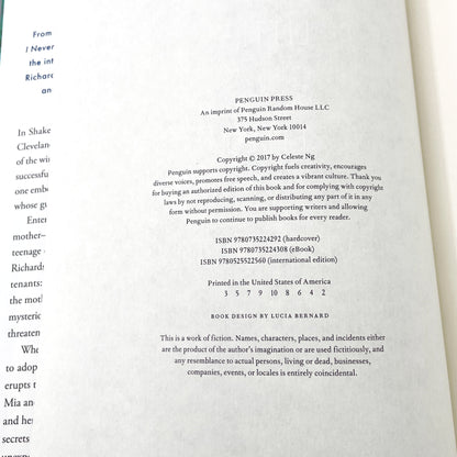 Little Fires Everywhere by Celeste Ng SIGNED! [FIRST EDITION] 2017 • Penguin Press