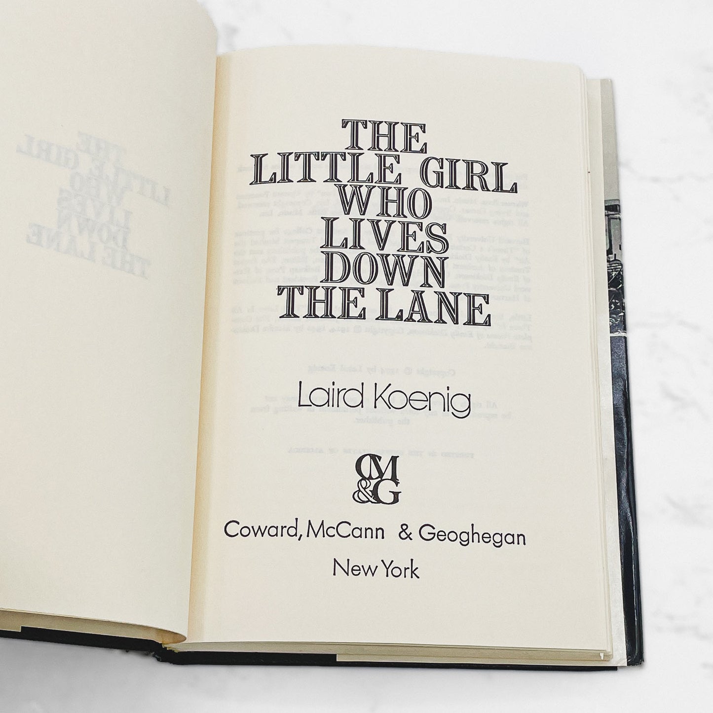 The Little Girl Who Lives Down the Lane by Laird Koenig [FIRST BOOK CLUB EDITION] 1974 • Coward McCann