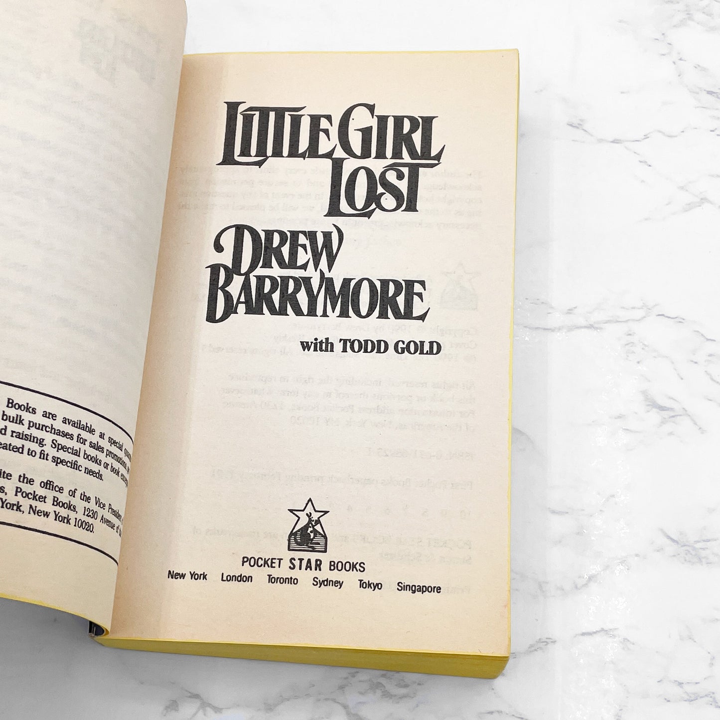 Little Girl Lost by Drew Barrymore w. Todd Gold [FIRST PAPERBACK PRINTING] 1991 • Pocket • Rare OOP!