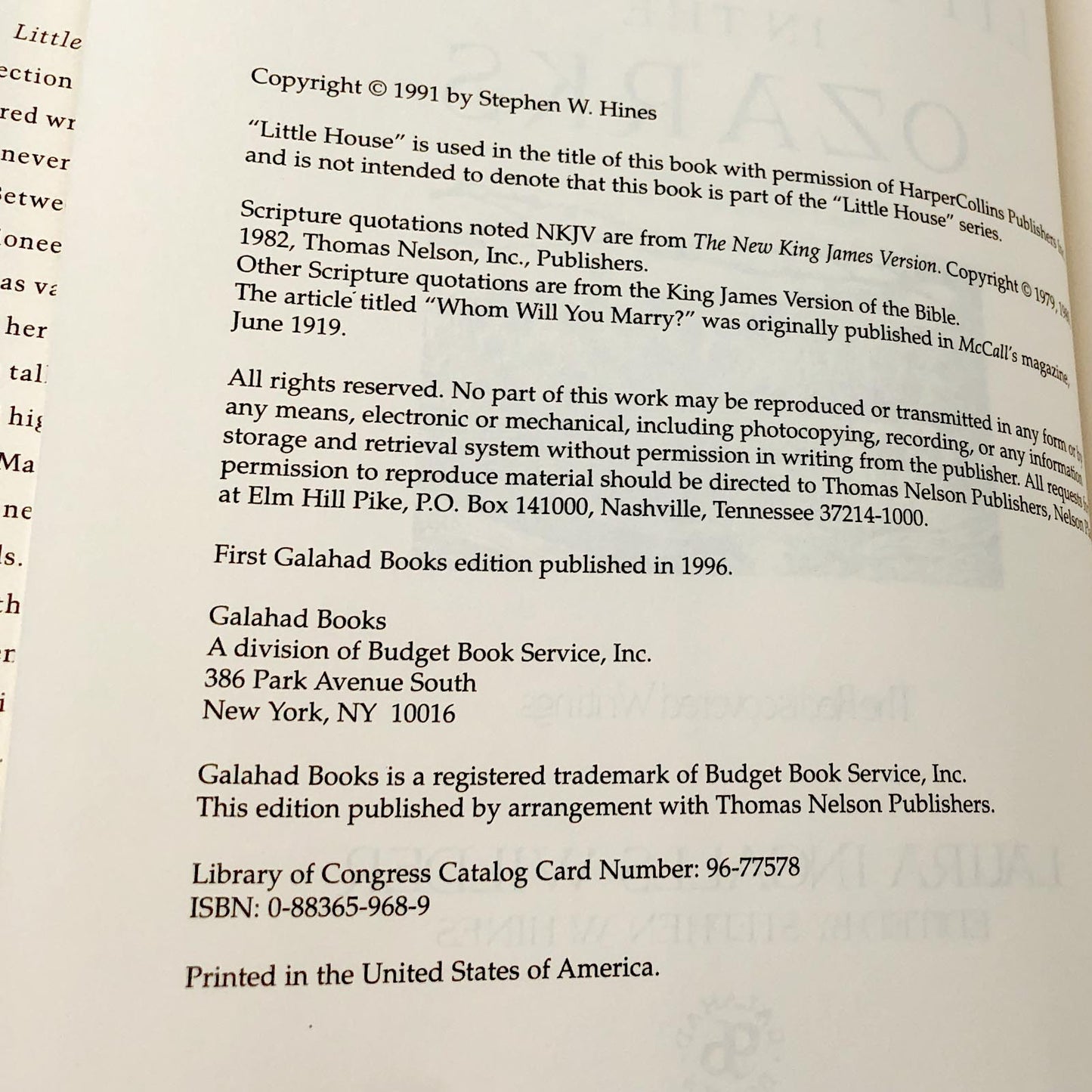 Little House in the Ozarks: The Rediscovered Writings by Laura Ingalls Wilder [HARDCOVER RE-ISSUE] 1996 • Galahad