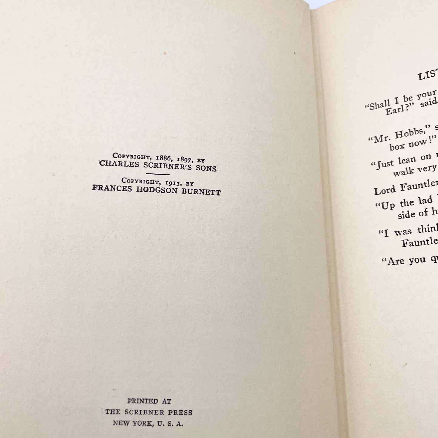 Little Lord Fauntleroy by Frances Hodgson Burnett [ANTIQUE HARDCOVER RE-ISSUE] 1922 • Scribner