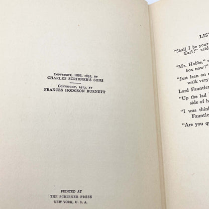 Little Lord Fauntleroy by Frances Hodgson Burnett [ANTIQUE HARDCOVER RE-ISSUE] 1922 • Scribner