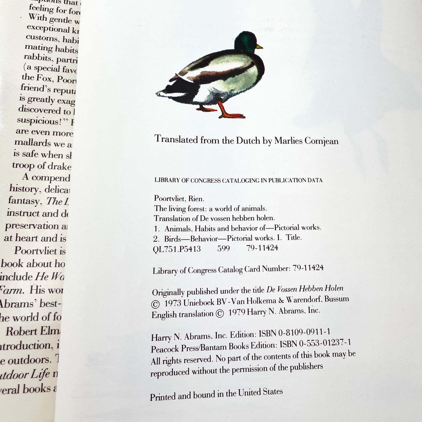 The Living Forest: A World of Animals by Rien Poortvliet [U.S. FIRST EDITION] 1979 • Harry N. Abrams