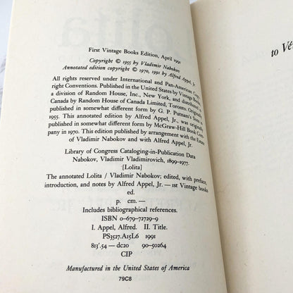 The Annotated Lolita by Vladimir Nabokov [TRADE PAPERBACK] 1991 • Vintage Books