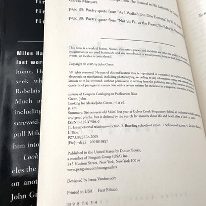 Looking For Alaska by John Green [FIRST EDITION] 2005 • Dutton