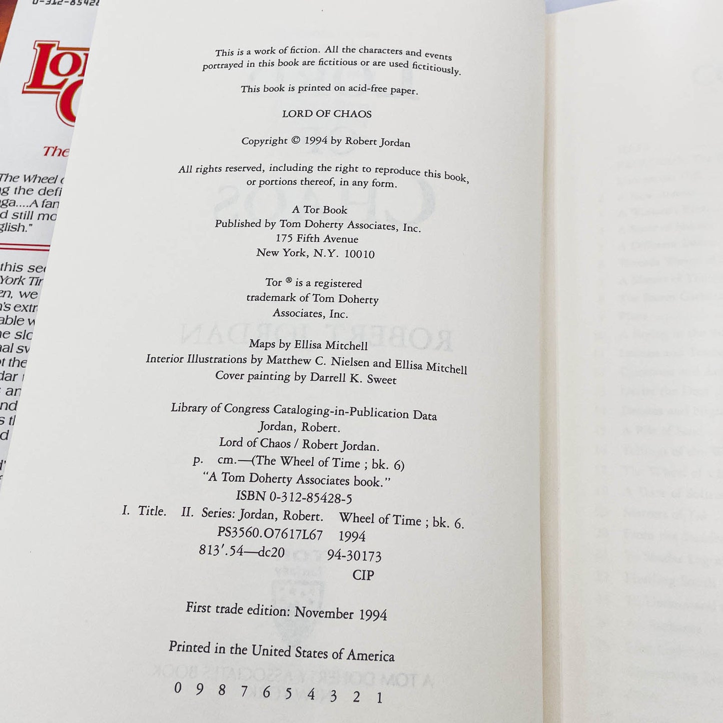 Lord of Chaos by Robert Jordan [FIRST EDITION • FIRST PRINTING] 1994 • The Wheel of Time #6