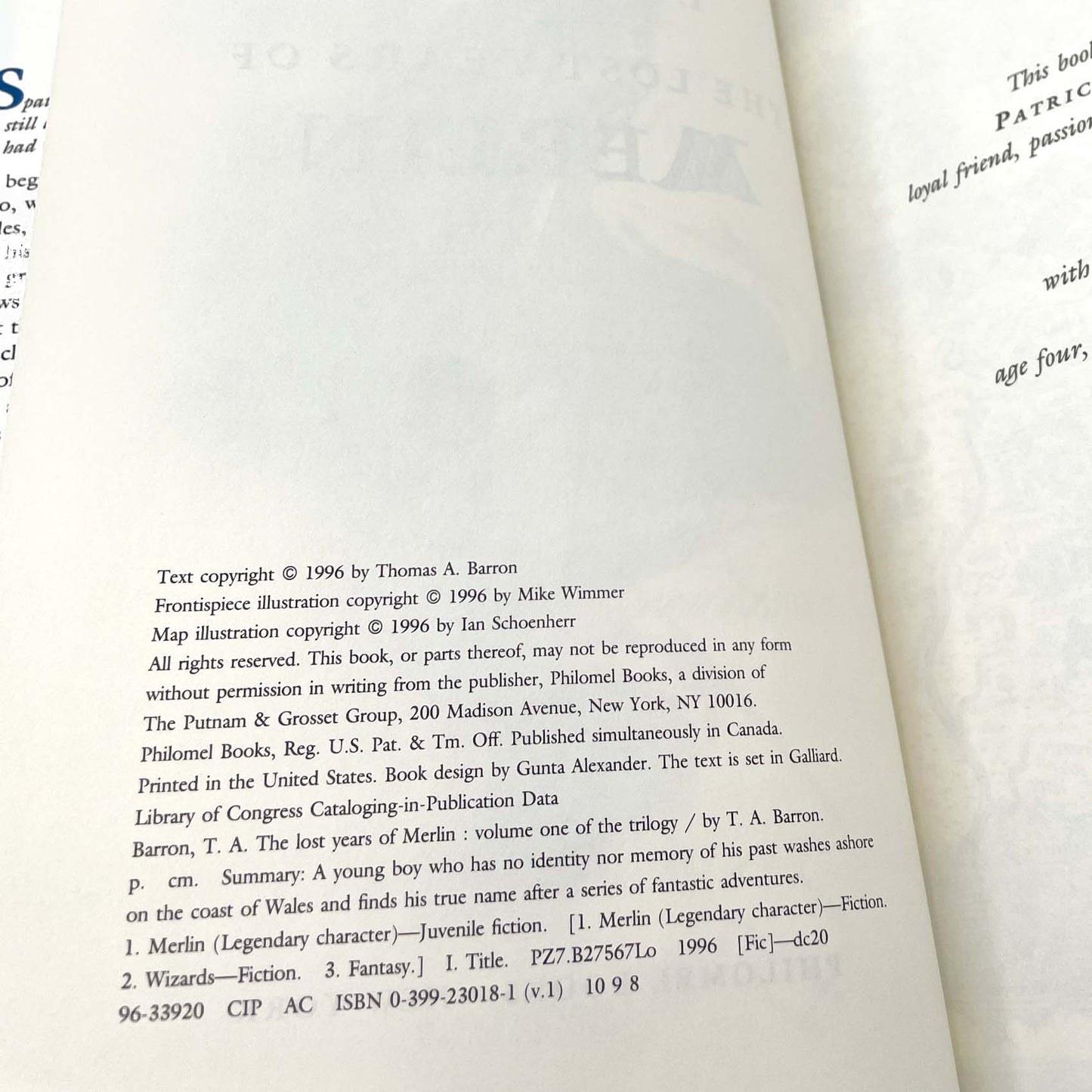 The Lost Years of Merlin by T.A Barron SIGNED! [FIRST EDITION • FIRST PRINTING] 1996 • Philomel Books