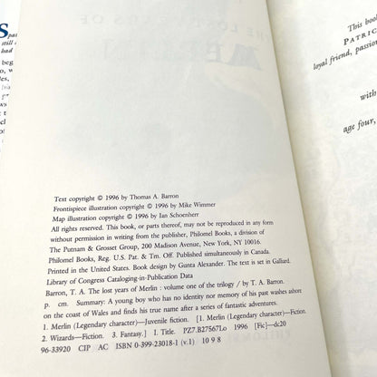 The Lost Years of Merlin by T.A Barron SIGNED! [FIRST EDITION • FIRST PRINTING] 1996 • Philomel Books