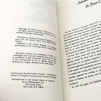 Supernatural Horror in Literature by H.P. Lovecraft [TRADE PAPERBACK] 1973 • Dover *Condition