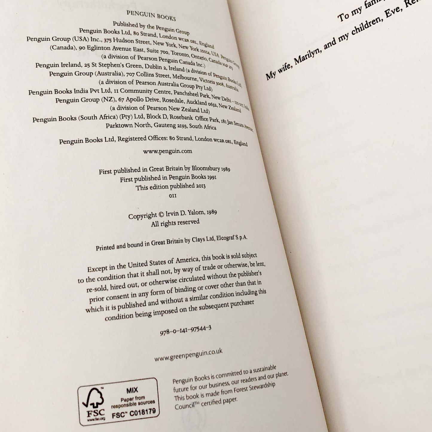 Love's Executioner and Other Tales of Psychotherapy by Irvin D. Yalom [U.K. TRADE PAPERBACK] 2013 • Penguin Books