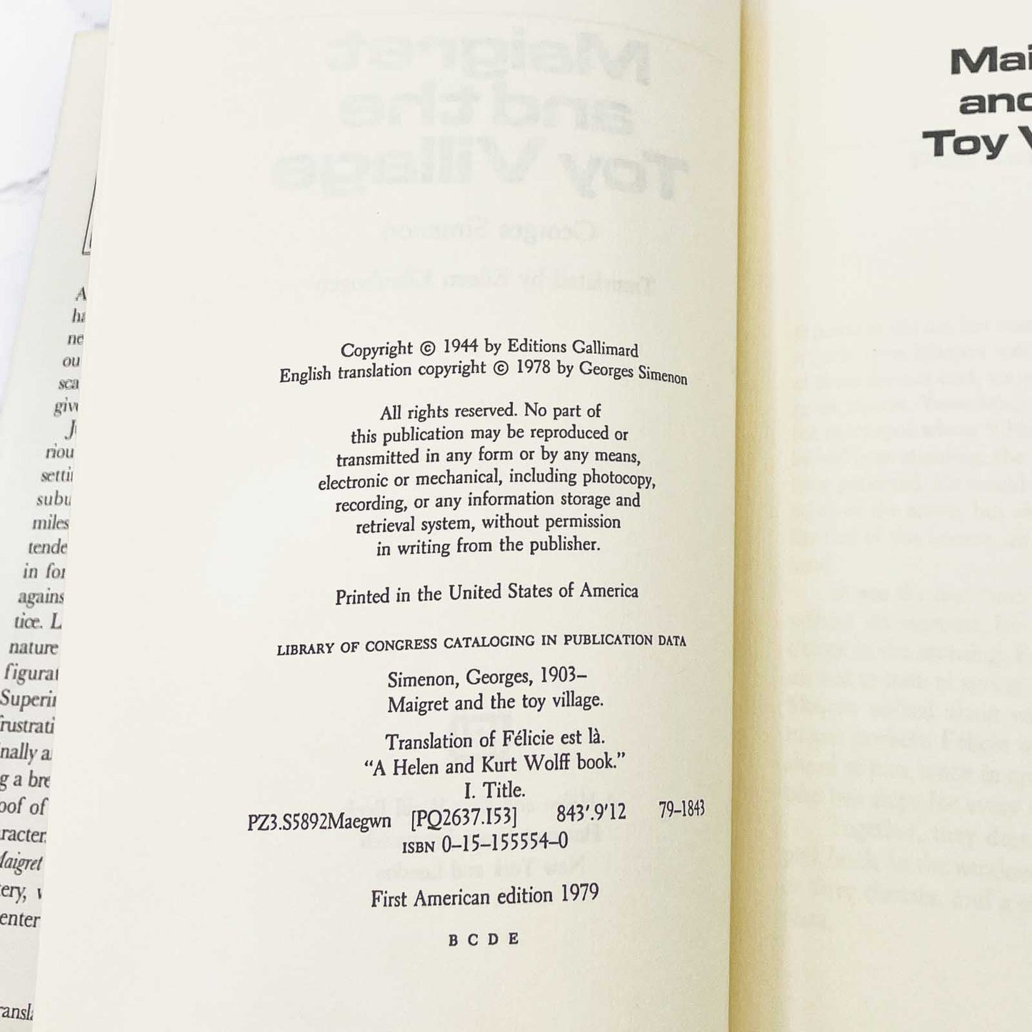 Maigret and the Toy Village by Georges Simenon [U.S. FIRST EDITION] 1979 • HBJ