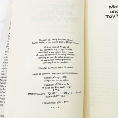 Maigret and the Toy Village by Georges Simenon [U.S. FIRST EDITION] 1979 • HBJ