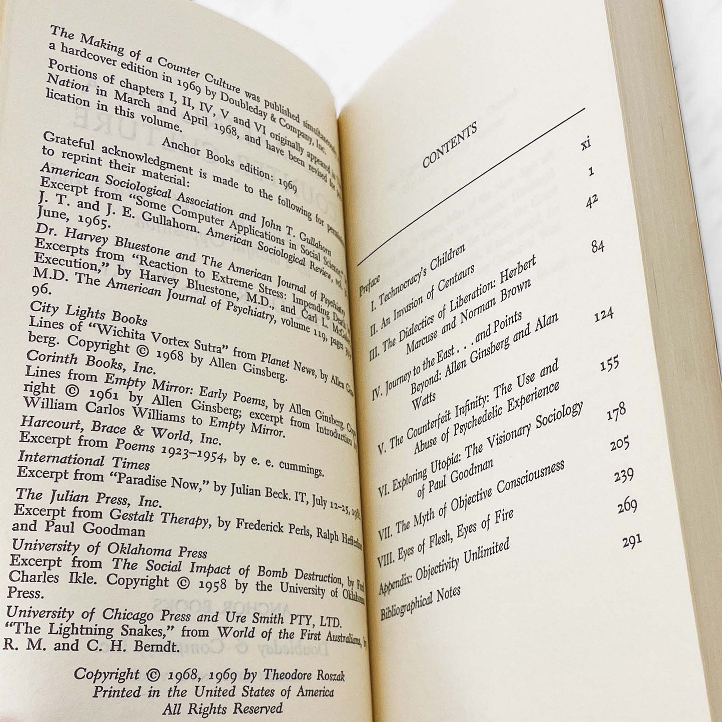 The Making of a Counter Culture by Theodore Roszak [FIRST PAPERBACK PRINTING] 1969 • Anchor