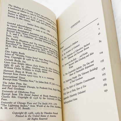 The Making of a Counter Culture by Theodore Roszak [FIRST PAPERBACK PRINTING] 1969 • Anchor