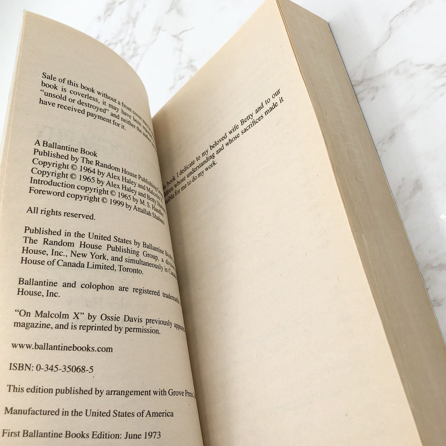 The Autobiography of Malcolm X as told to Alex Haley [1999 PAPERBACK] • w/ new fwd. by Attallah Shabazz & Ossie Davis