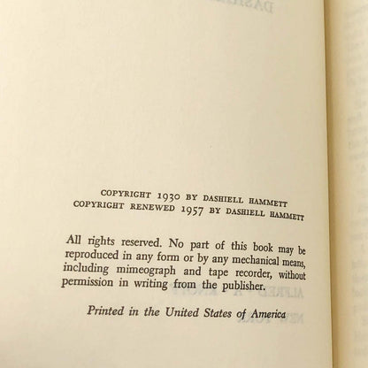 The Maltese Falcon by Dashiell Hammett [BOOK CLUB HARDCOVER] 1957 • Knopf
