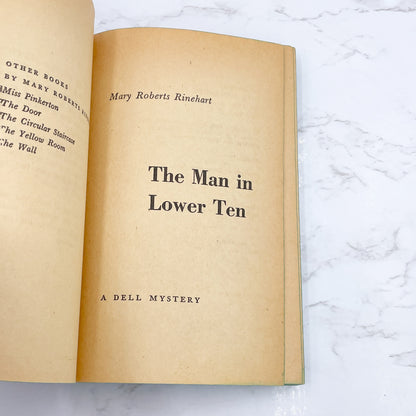 The Man in Lower Ten by Mary Roberts Rinehart [1959 PAPERBACK] • Dell