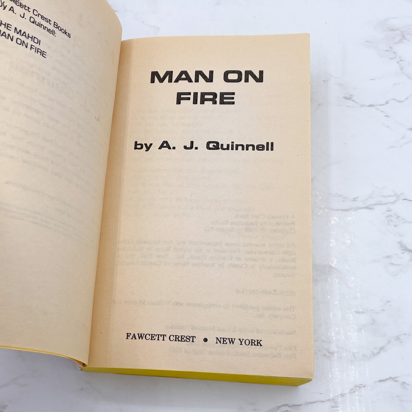 Man on Fire by A.J. Quinnell [1987 PAPERBBACK] • Fawcett Crest • Rare Movie Tie-in!