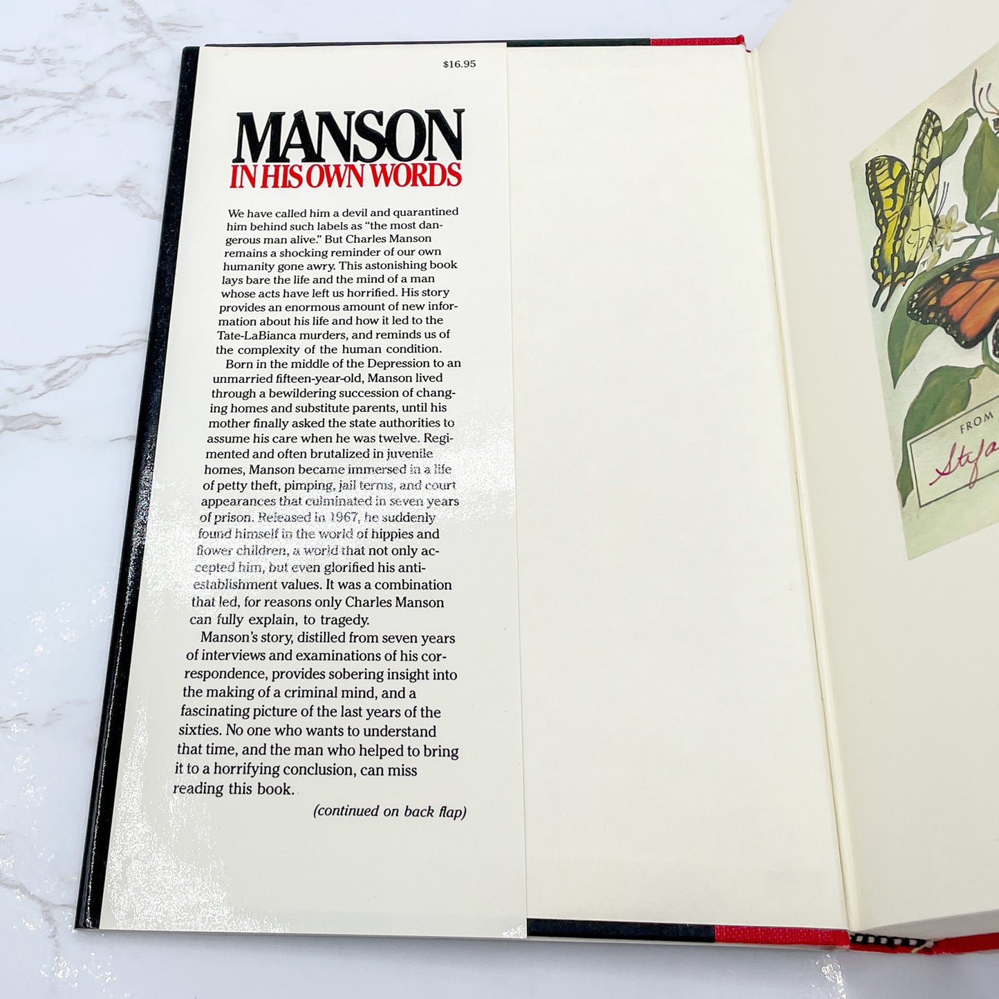 Manson in His Own Words by Charles Manson & Neul Emmons [FIRST EDITION] 1986 • Grove Press • Mint