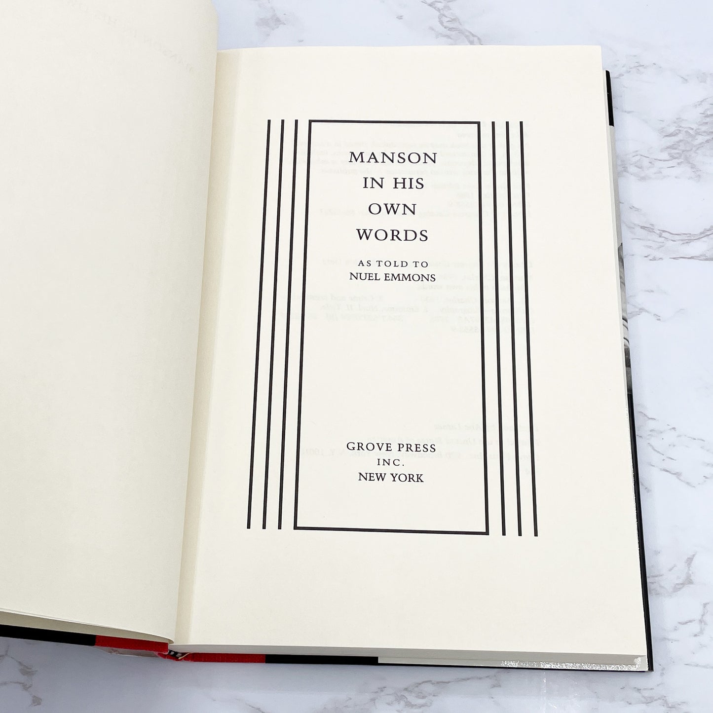 Manson in His Own Words by Charles Manson & Neul Emmons [FIRST EDITION] 1986 • Grove Press • Mint