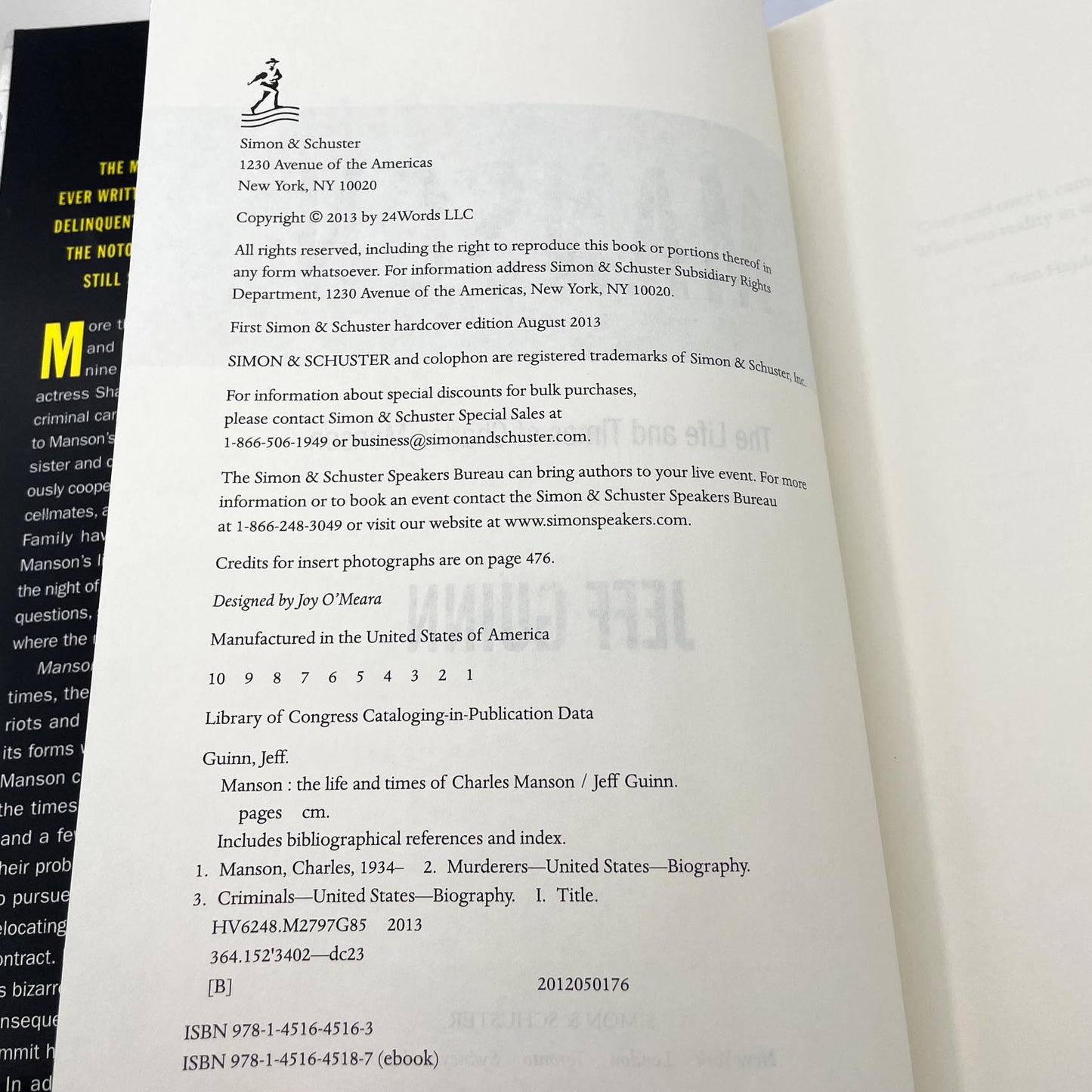 Manson: The Life and Times of Charles Manson by Jeff Guinn [FIRST EDITION • FIRST PRINTING] 2013 • Simon & Schuster