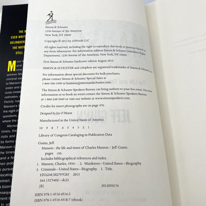 Manson: The Life and Times of Charles Manson by Jeff Guinn [FIRST EDITION • FIRST PRINTING] 2013 • Simon & Schuster