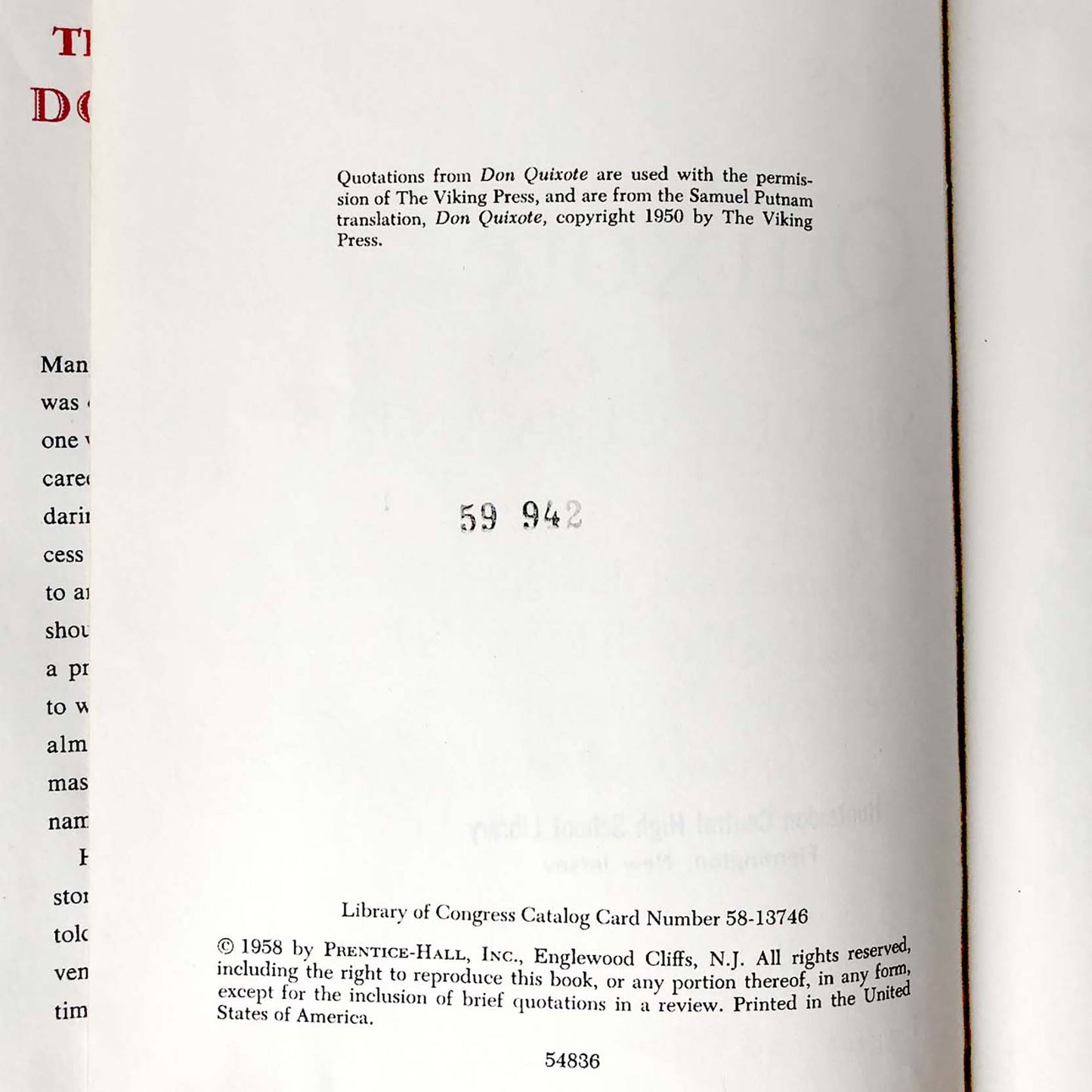 The Man Who Was Don Quixote: The Story of Miguel Cervantes by Rafaello Busoni [FIRST EDITION] 1958 • Prentice-Hall