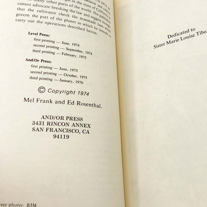 Marijuana Grower's Guide by Mel Frank & Ed Rosenthal [TRADE PAPERBACK] 1976 • And/Or Press