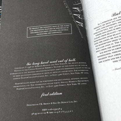 The Long Hard Road Out of Hell by Marilyn Manson [FIRST EDITION • FIRST PRINTING] 1999