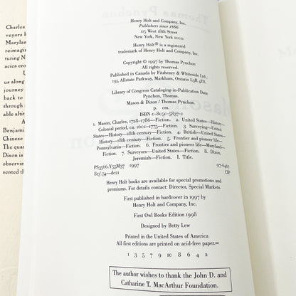 Mason & Dixon by Thomas Pynchon [FIRST PAPERBACK PRINTING] 1998 • Owl Books • Mint