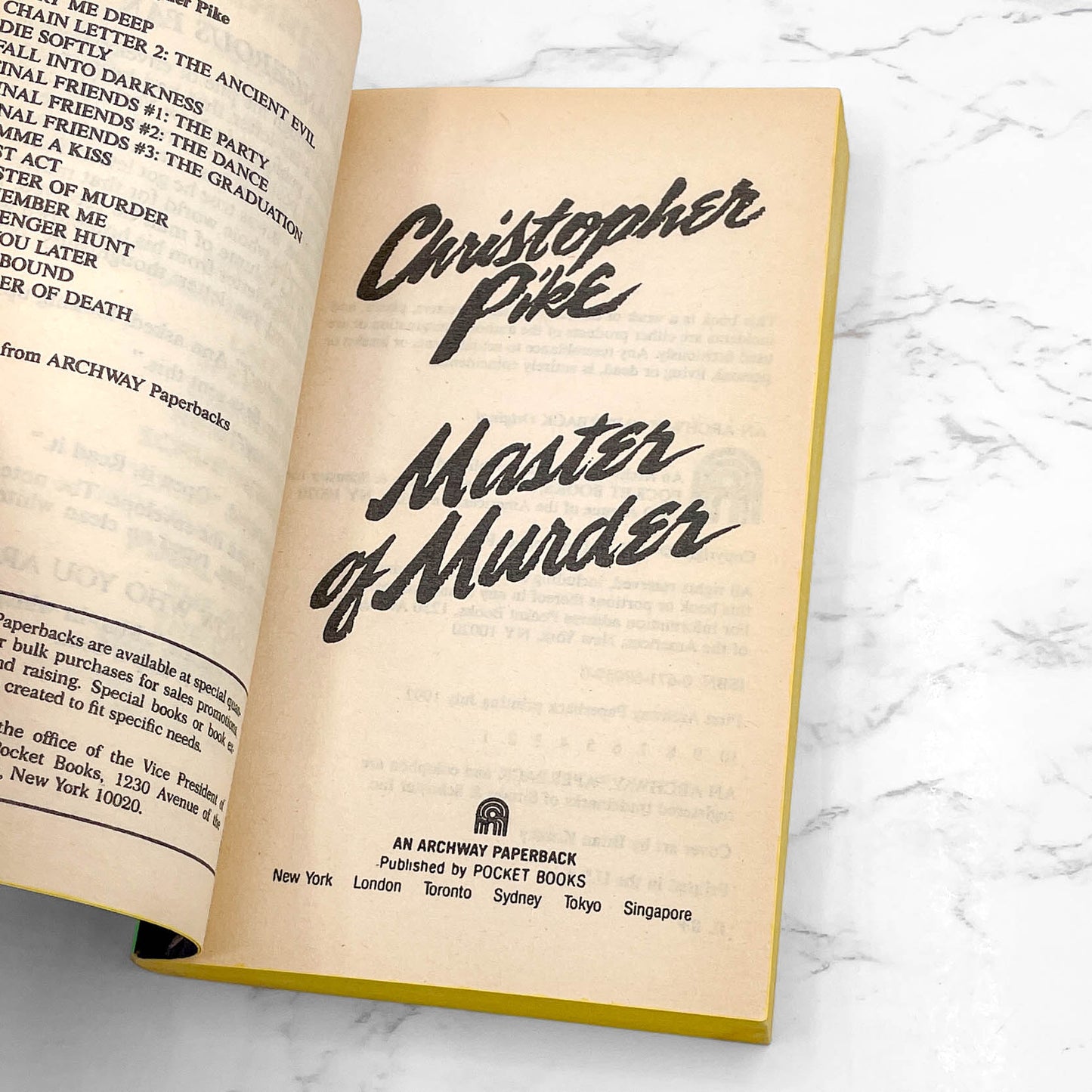 Master of Murder by Christopher Pike [FIRST PAPERBACK PRINTING] 1992 • Archway