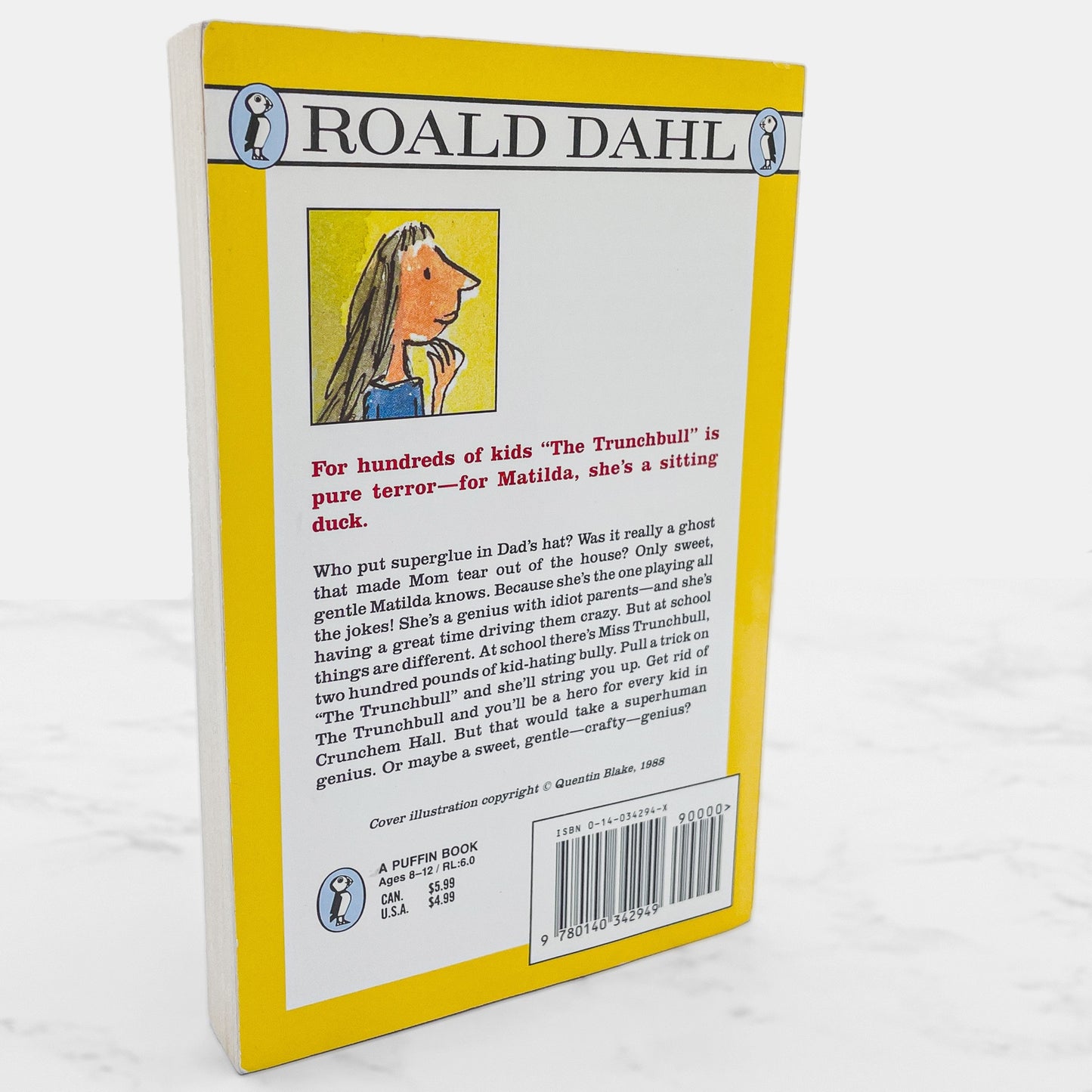 Matilda by Roald Dahl [FIRST U.S. PAPERBACK EDITION] 1990 • Puffin