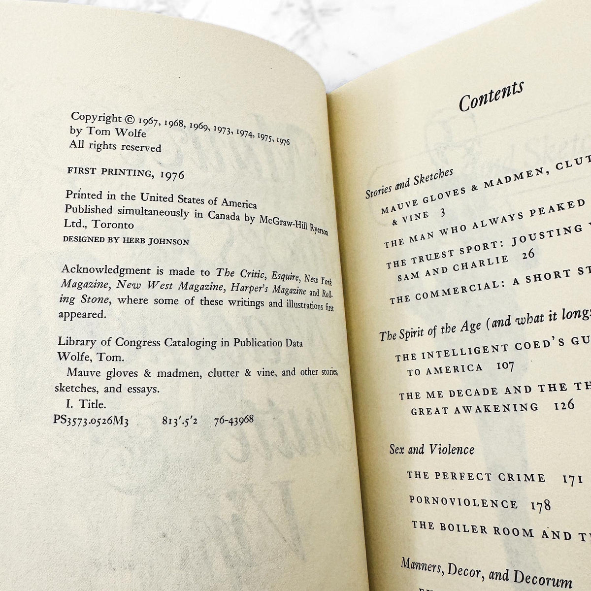 Mauve Gloves & Madmen, Clutter & Vine and Other Stories, Sketches & Essays by Tom Wolfe [FIRST EDITION • FIRST PRINTING] 1976 • FSG 