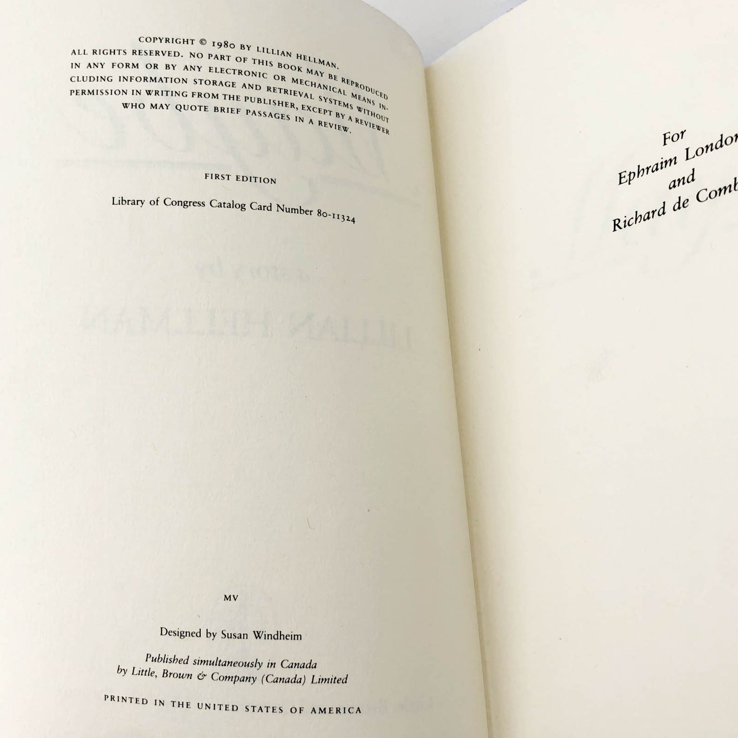 Maybe: A Story by Lillian Hellman [FIRST EDITION • FIRST PRINTING] 1980 • Little Brown & Co.