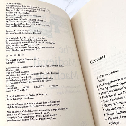 Medieval Machine: The Industrial Revolution of the Middle Ages by Jean Gimpel [TRADE PAPERBACK] 1977 • Penguin