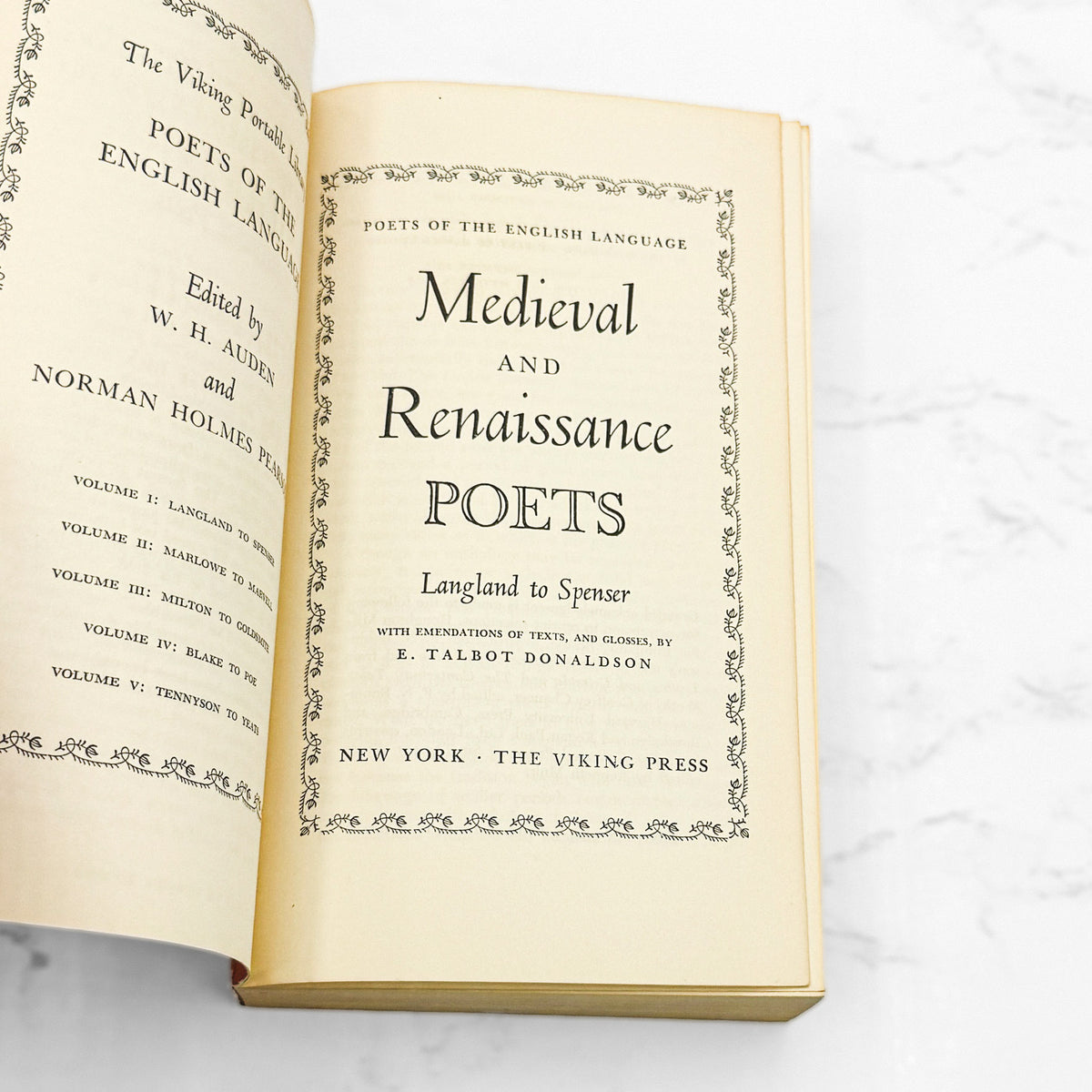Medieval & Renaissance Poets, Langland to Spenser edited by W.H. Auden & Norman Holmes Pearson [FIRST PAPERBACK EDITION] 1957 • Viking