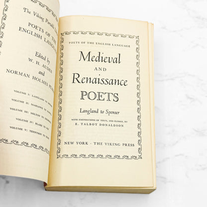 Medieval & Renaissance Poets, Langland to Spenser edited by W.H. Auden & Norman Holmes Pearson [FIRST PAPERBACK EDITION] 1957 • Viking