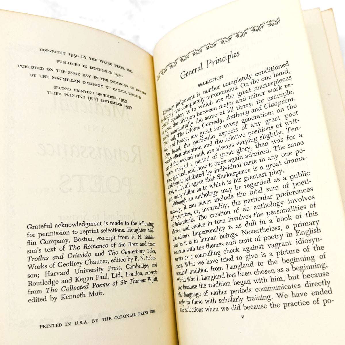 Medieval & Renaissance Poets, Langland to Spenser edited by W.H. Auden & Norman Holmes Pearson [FIRST PAPERBACK EDITION] 1957 • Viking