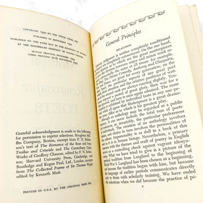 Medieval & Renaissance Poets, Langland to Spenser edited by W.H. Auden & Norman Holmes Pearson [FIRST PAPERBACK EDITION] 1957 • Viking