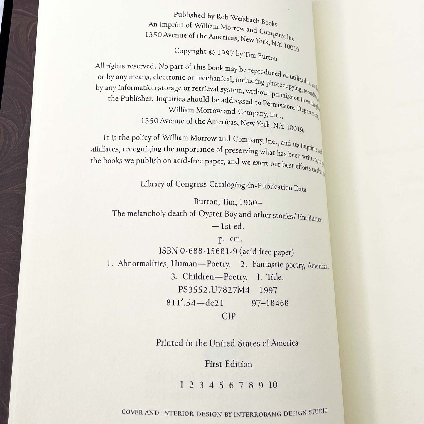 The Melancholy Death of Oyster Boy & Other Stories by Tim Burton [FIRST EDITION • FIRST PRINTING] 1997