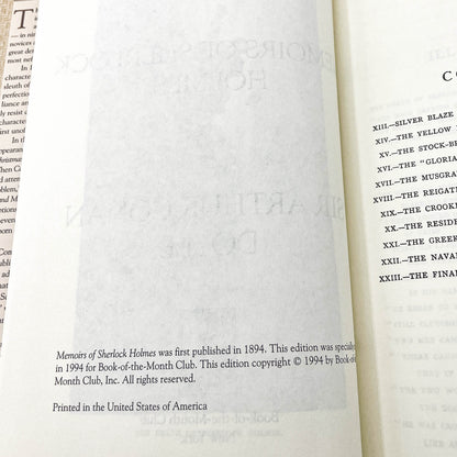 The Memoirs of Sherlock Holmes by Arthur Conan Doyle [ILLUSTRATED HARDCOVER] 1994 • BOTM