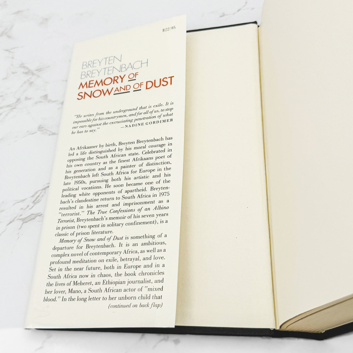 Memory Of Snow And Of Dust by Breyten Breytenbach [U.S. FIRST EDITION • FIRST PRINTING] 1989 • FSG