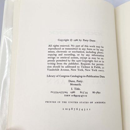 Mermaids by Patty Dann [FIRST EDITION • FIRST PRINTING] 1986 • Ticknor & Fields