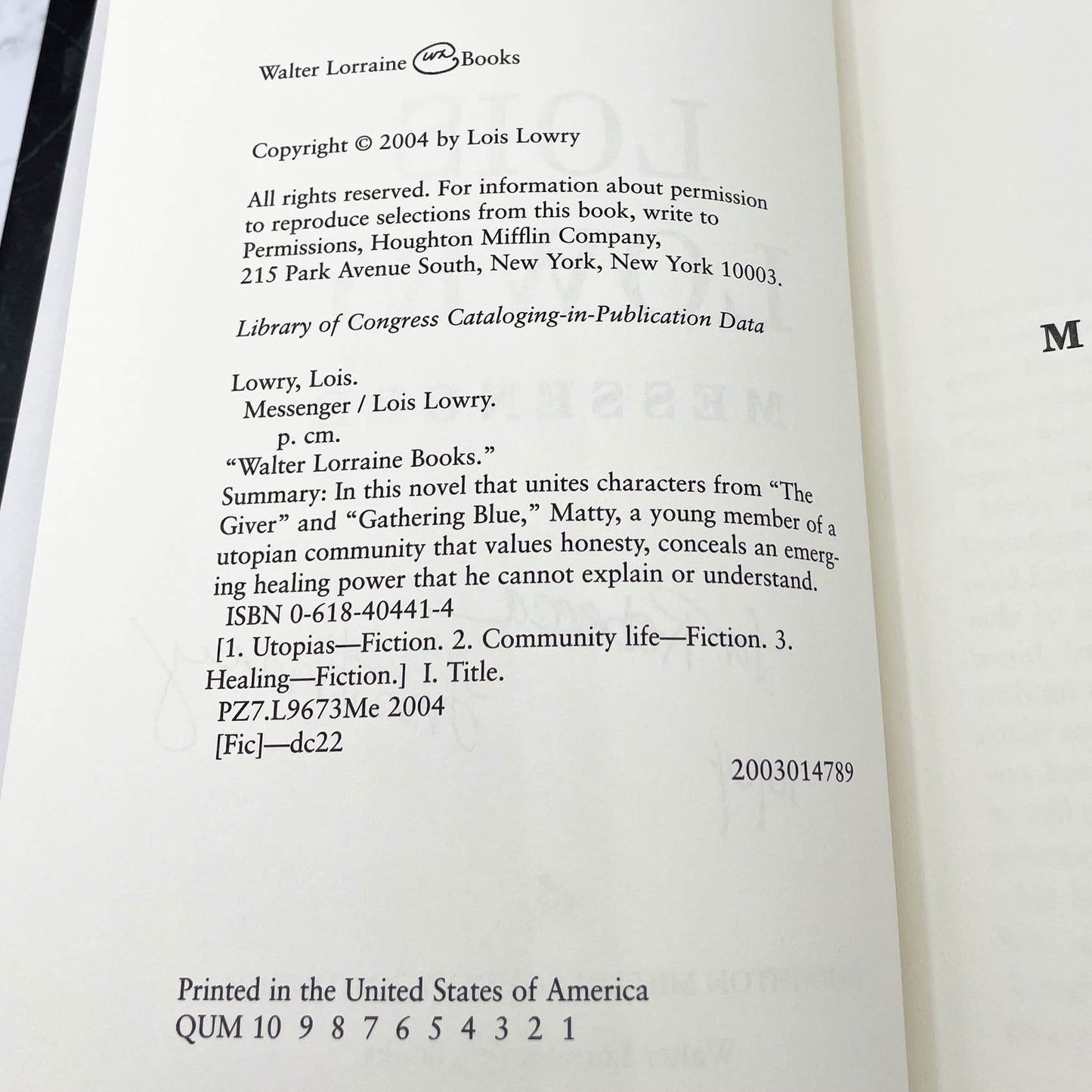 Messenger by Lois Lowry SIGNED! [FIRST EDITION • FIRST PRINTING] 2004 • The Giver #3