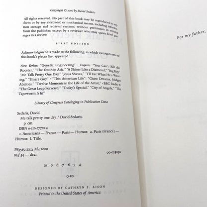 Me Talk Pretty One Day by David Sedaris [FIRST EDITION] 2000 • Little Brown